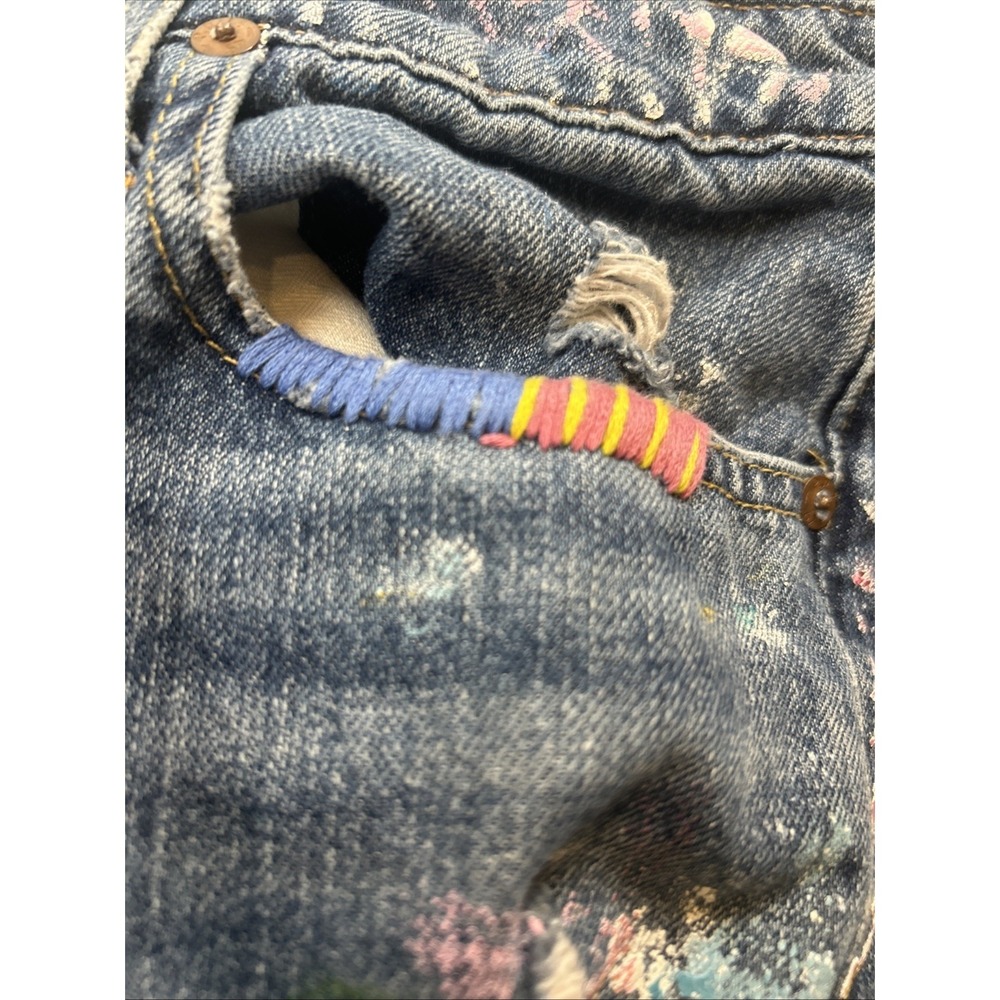 Polo Ralph Lauren Astor Slim Boyfriend Jeans Paint Splatter Distressed Jeans 27 - Picture 3 of 16